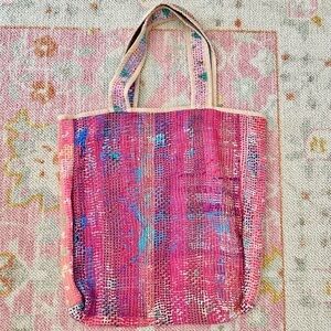 reversible vintage recycled sari tote